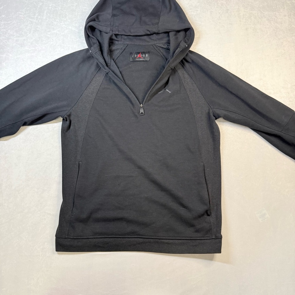 Jordan quarter zip Black Hoodie with Red Logo